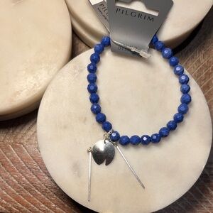 (#62) Pilgrim Royal Blue Bracelet with Silver Charm